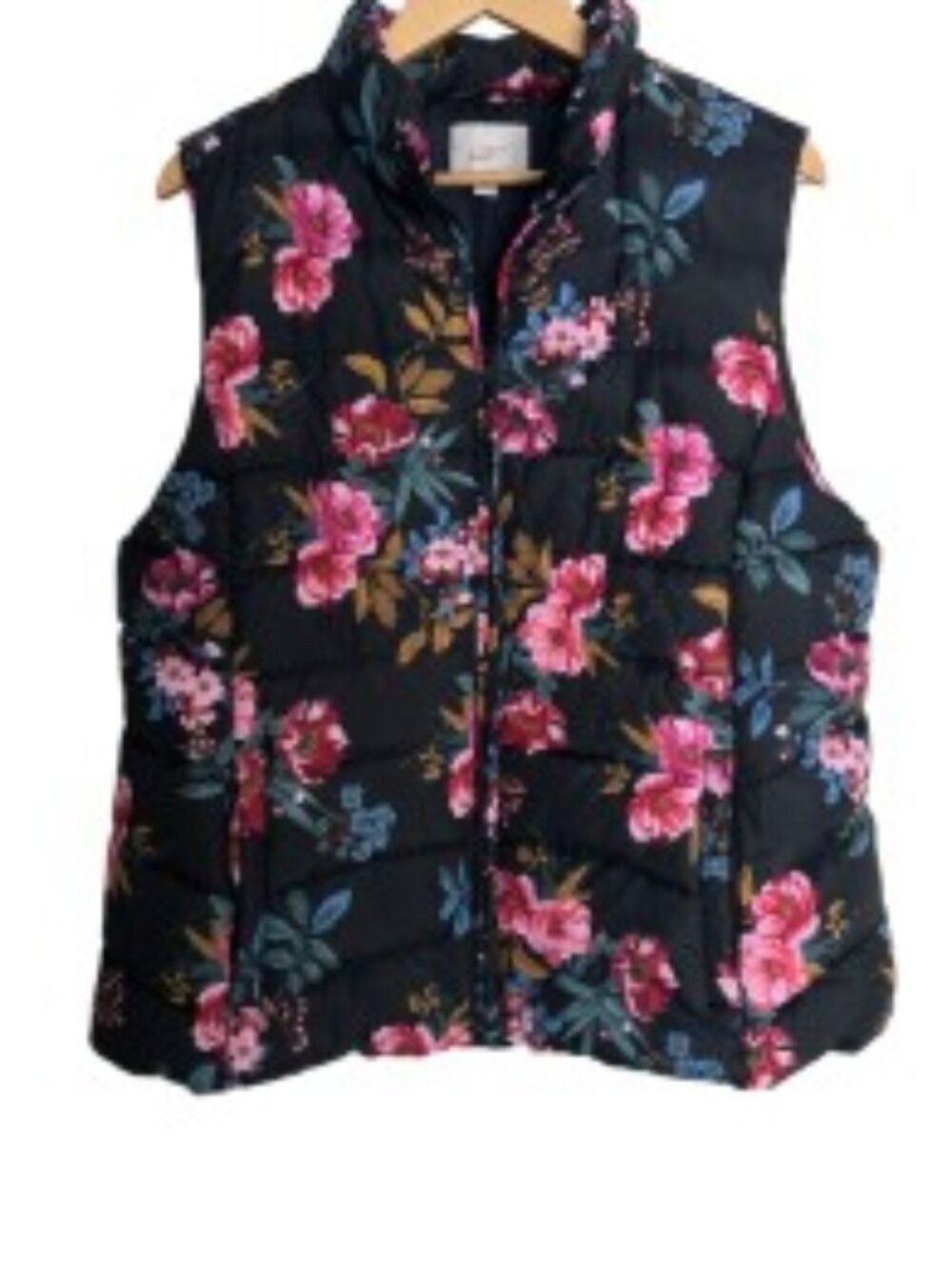 Loft Floral Print Puffer Vest XLarge